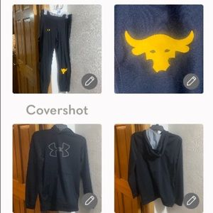 Combo UA Hoodie black/gray & Texan black/gold leggings